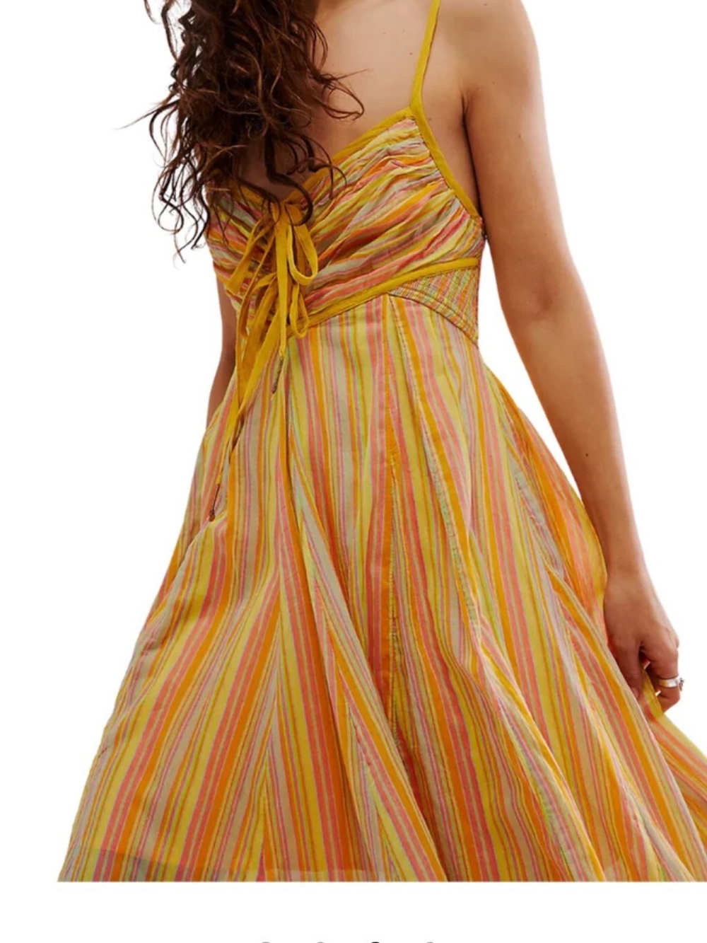 Free People Sunrise Striped Spaghetti‑Strap Dress - Yellow